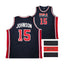 Magic Johnson gesigneerd USA Dream Team basketbalshirt met rugnummer 15, voor- en achterkant met handtekening-detail