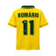 Romário gesigneerd Brazilië voetbalshirt met rugnummer 11, achterkant met handtekening.