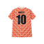 Back of an orange Netherlands Euro 1988 replica number 10 football shirt signed by Ruud Gullit.