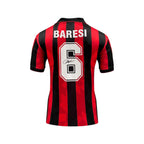 Back view of the AC Milan 1994 home football shirt signed by Franco Baresi.
