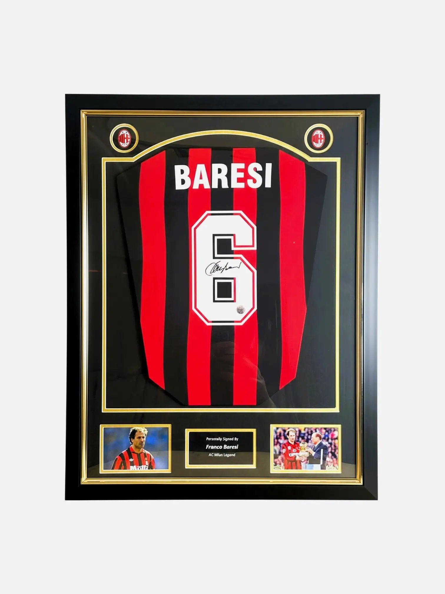 Franco Baresi Gesigneerd AC Milan 1988 Shirt - Deluxe Frame - Sport Memorabilia Netherlands