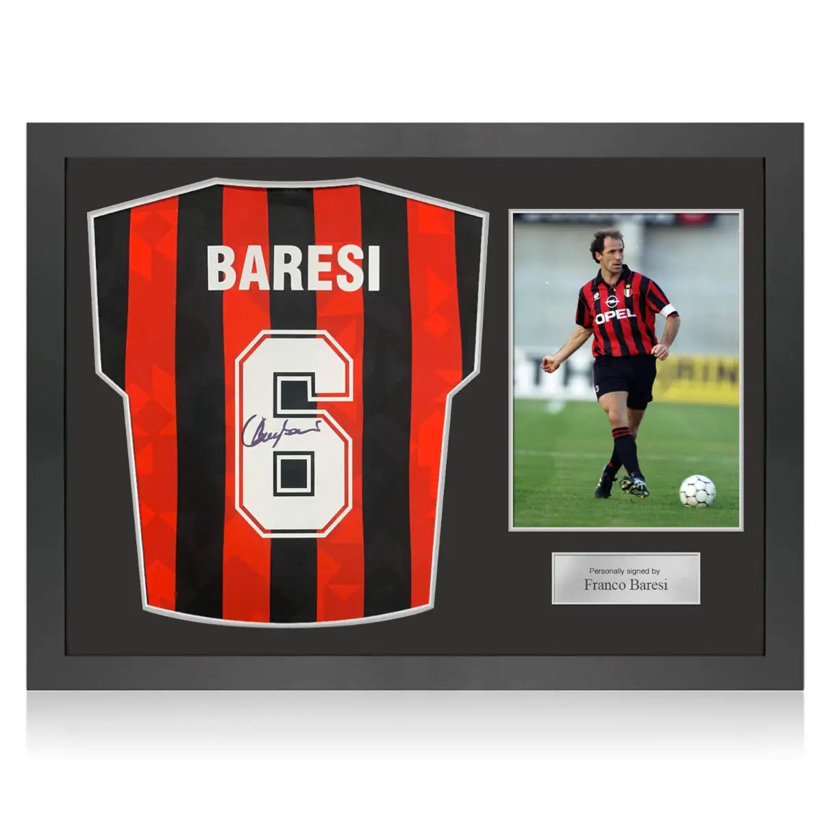 Franco Baresi Gesigneerd AC Milan 1994 Shirt - Icon Frame - Sport Memorabilia Netherlands