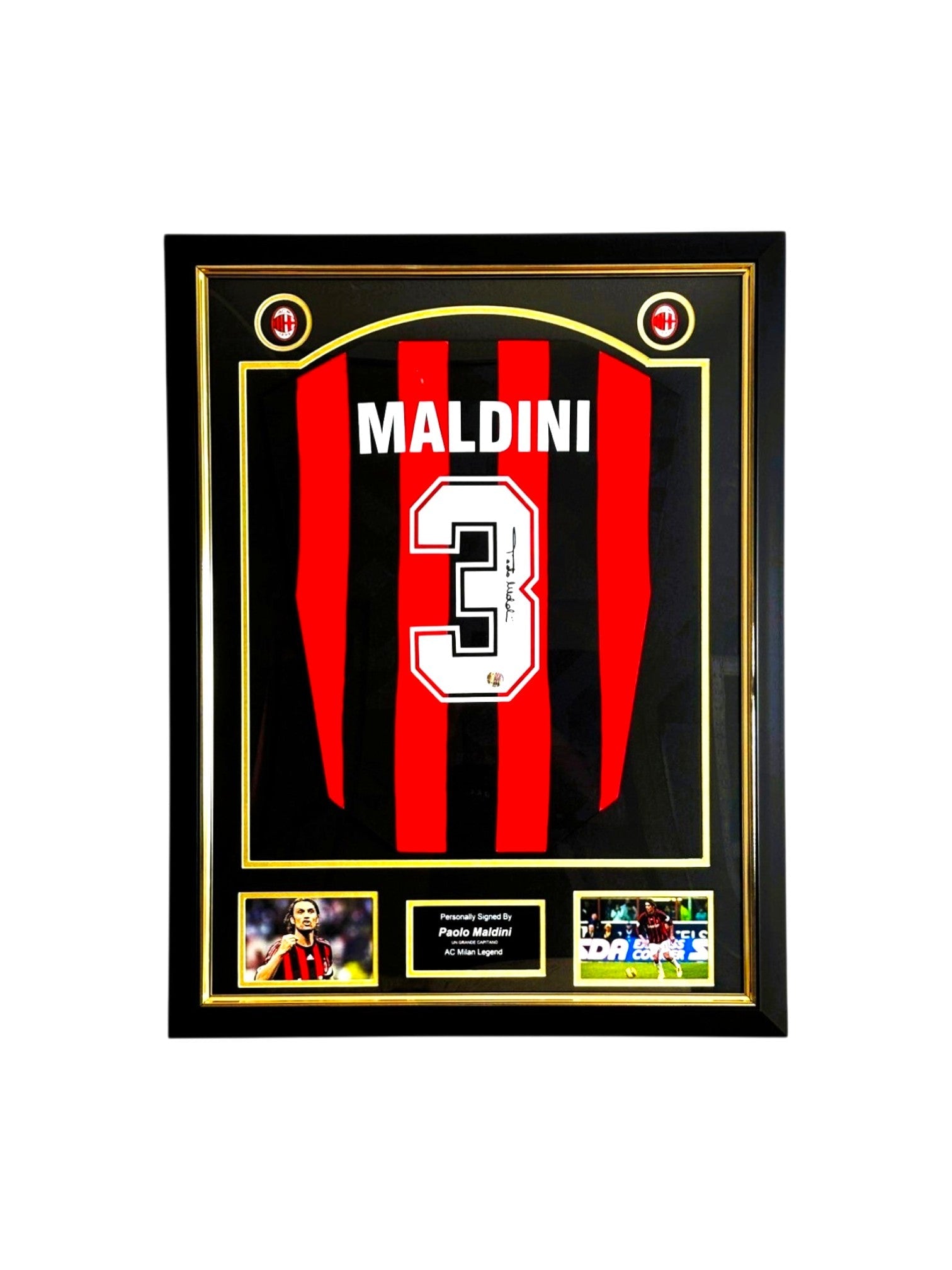 Paolo Maldini Gesigneerd AC Milan 1994 Thuisshirt - Deluxe Frame - Sport Memorabilia Netherlands