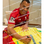 Signing proof of Cafu signing an official Brazil 2024 football shirt during a private signing session.