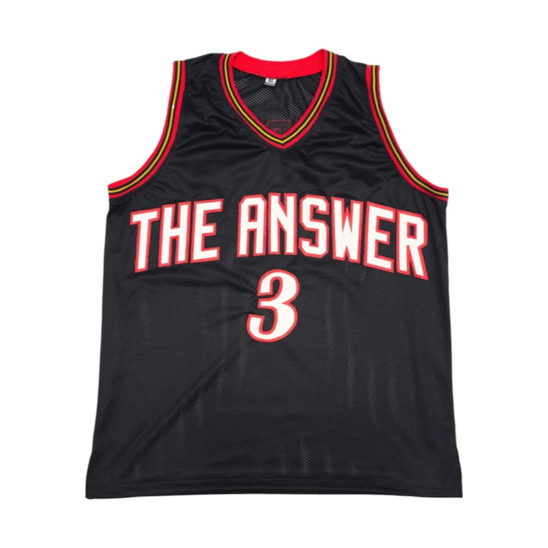 Zwart Allen Iverson basketbalshirt met The Answer en rugnummer 3, voorkant