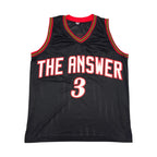 Zwart Allen Iverson basketbalshirt met The Answer en rugnummer 3, voorkant
