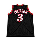 Allen Iverson gesigneerd zwart basketbalshirt met rugnummer 3, achterkant met handtekening