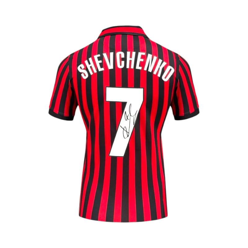 Back view of the AC Milan 2000 centenary shirt signed by Andriy Shevchenko. Hoofdafbeelding