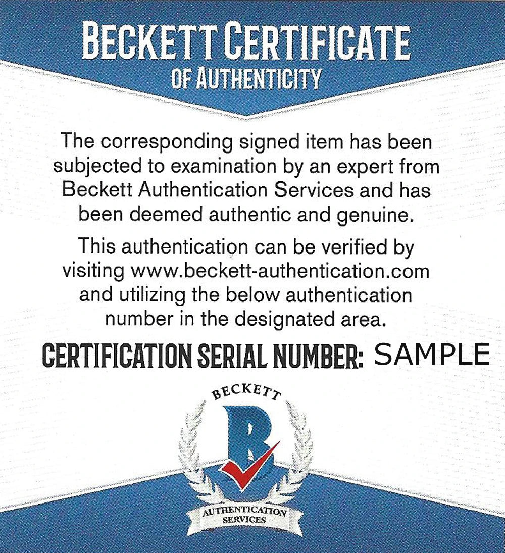 Beckett certificaat van echtheid voor verificatie van gesigneerde sportmemorabilia.