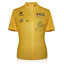 Official Tour de France yellow cycling jersey signed by Bradley Wiggins with black signature.
