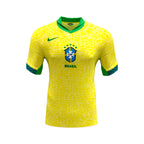 Front view of the official Brazil 2024 home football shirt.