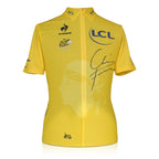 Official Tour de France 2013 yellow cycling jersey signed by Chris Froome with black signature.