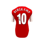 Back view of the official Arsenal 2024-25 home football shirt signed by Dennis Bergkamp.