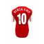 Back view of the official Arsenal 2024-25 home football shirt signed by Dennis Bergkamp.