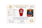 Certificate for Dennis Bergkamp signed official Arsenal 2024-25 home shirt with private signing session photo.