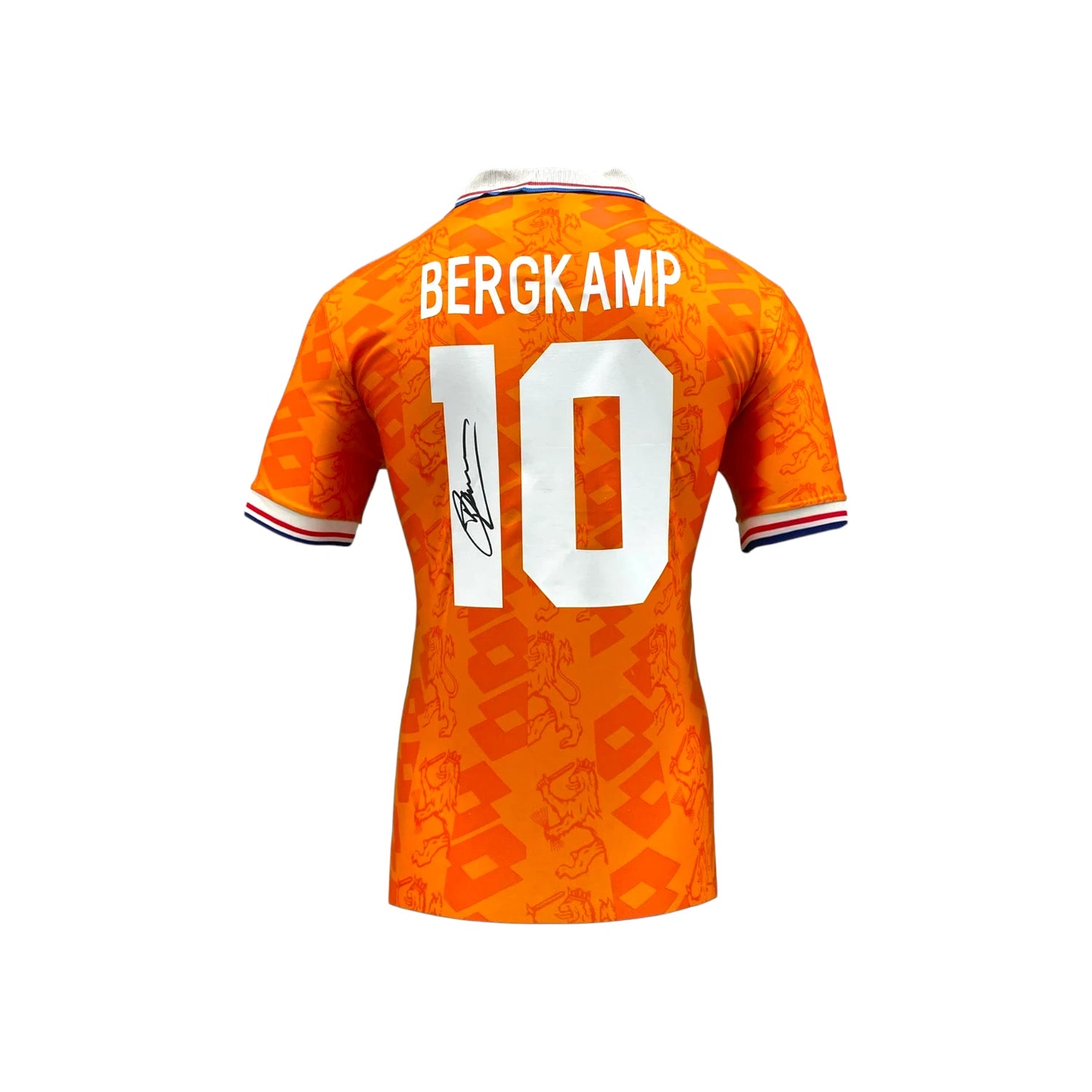 Official replica Holland 1994 home football shirt signed by Dennis Bergkamp.