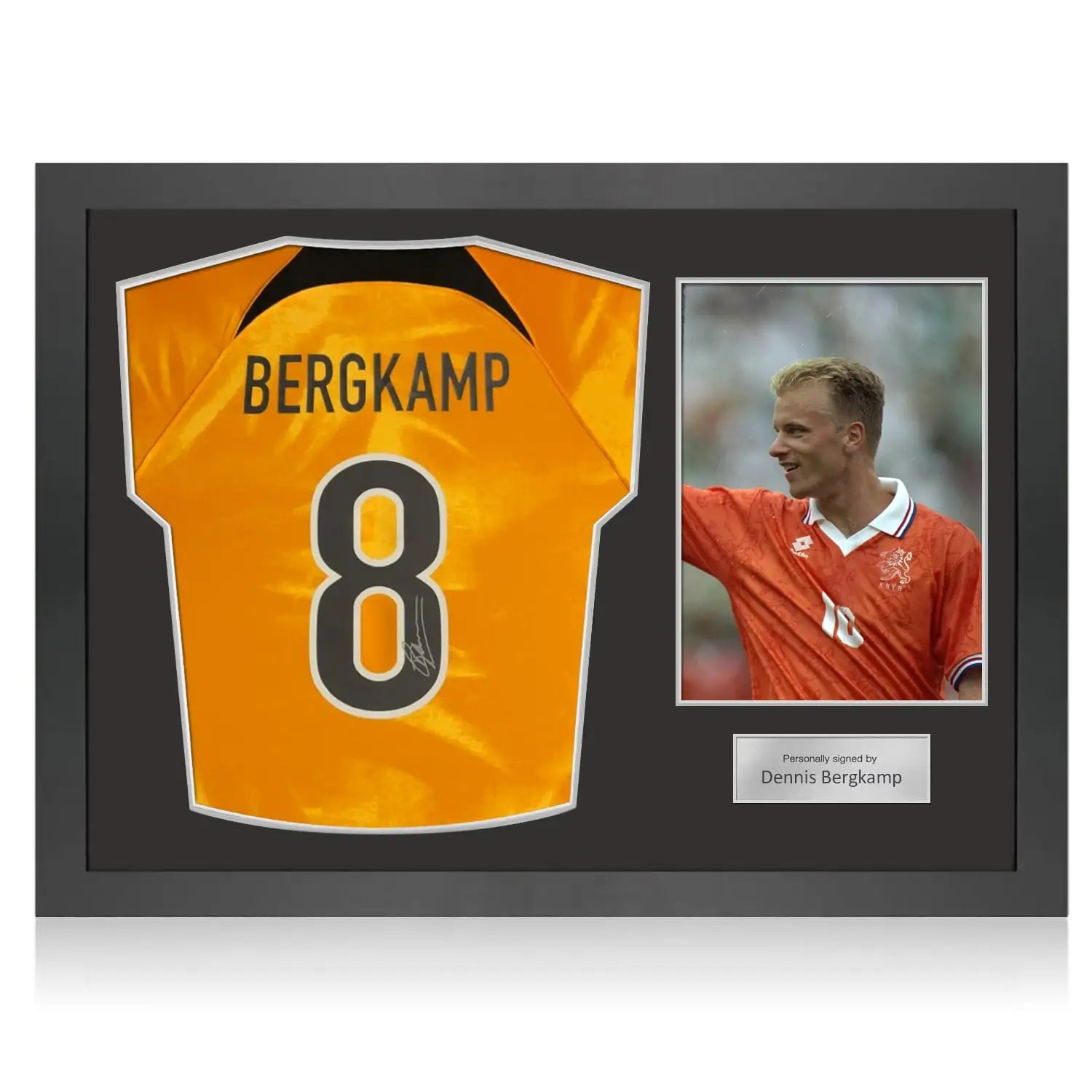 Dennis Bergkamp Gesigneerd Holland 2022-23 Voetbalshirt met Icon Frame en Foto Kopen - Uniek Collectie_ITEM - Sport Memorabilia Netherlands Hoofdafbeelding