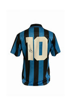 Back view of the official Inter Milan 1993-94 home football shirt signed by Dennis Bergkamp.