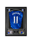 Didier Drogba signed Chelsea football shirt number 11 displayed in a black presentation frame.