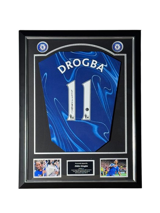 Didier Drogba Signed Chelsea 2024-25 Football Shirt – Deluxe Frame
