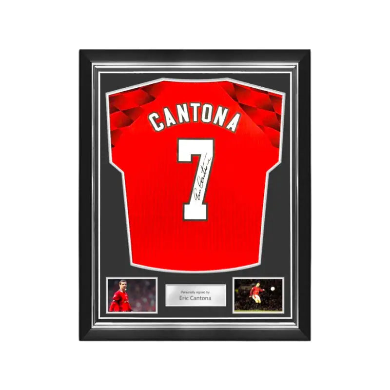 Eric Cantona Gesigneerd Manchester United Thuisshirt 1996-98 Deluxe Frame - Sport Memorabilia Netherlands Eric Cantona Gesigneerd Manchester United Thuisshirt 1996-98 Deluxe Frame Deluxe Frame Shirt  Certificaat, Deluxe Frame, Eric Cantona Manchester United Gesigneerd shirt Premier League Voetbal memorab, Gesigneerd, Gesigneerd Shirt, Premier League, Voetbal Memorabilia