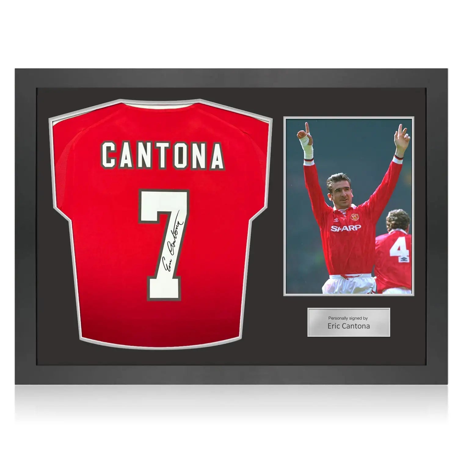 ric Cantona Gesigneerd Manchester United Thuisshirt 2024-25 - Icon Frame - Sport Memorabilia Netherlands