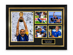 Deluxe ingelijste Italië-fotocollage gesigneerd door Fabio Cannavaro met WK-trofee, handtekening en naamplaatje.