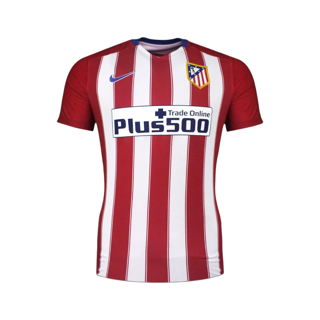 Front view of the official Atlético Madrid 2015-16 home football shirt.