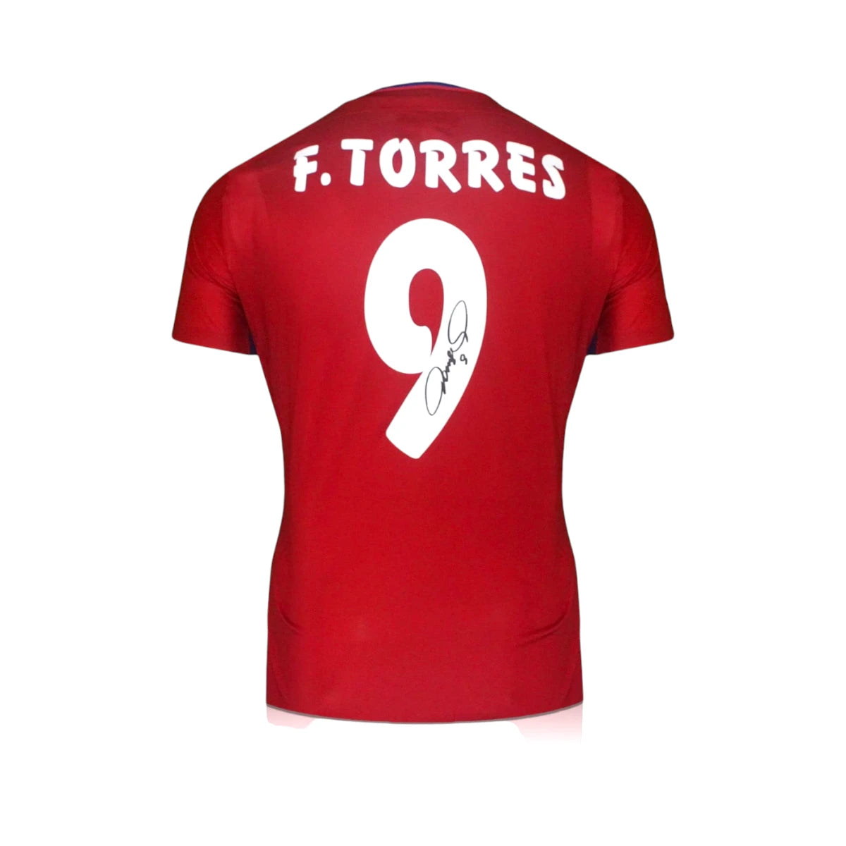 Back view of the official Atlético Madrid 2015-16 home football shirt signed by Fernando Torres. Hoofdafbeelding