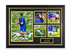 Deluxe ingelijste Italië-fotocollage gesigneerd door Francesco Totti met WK-trofee, handtekening en naamplaatje.