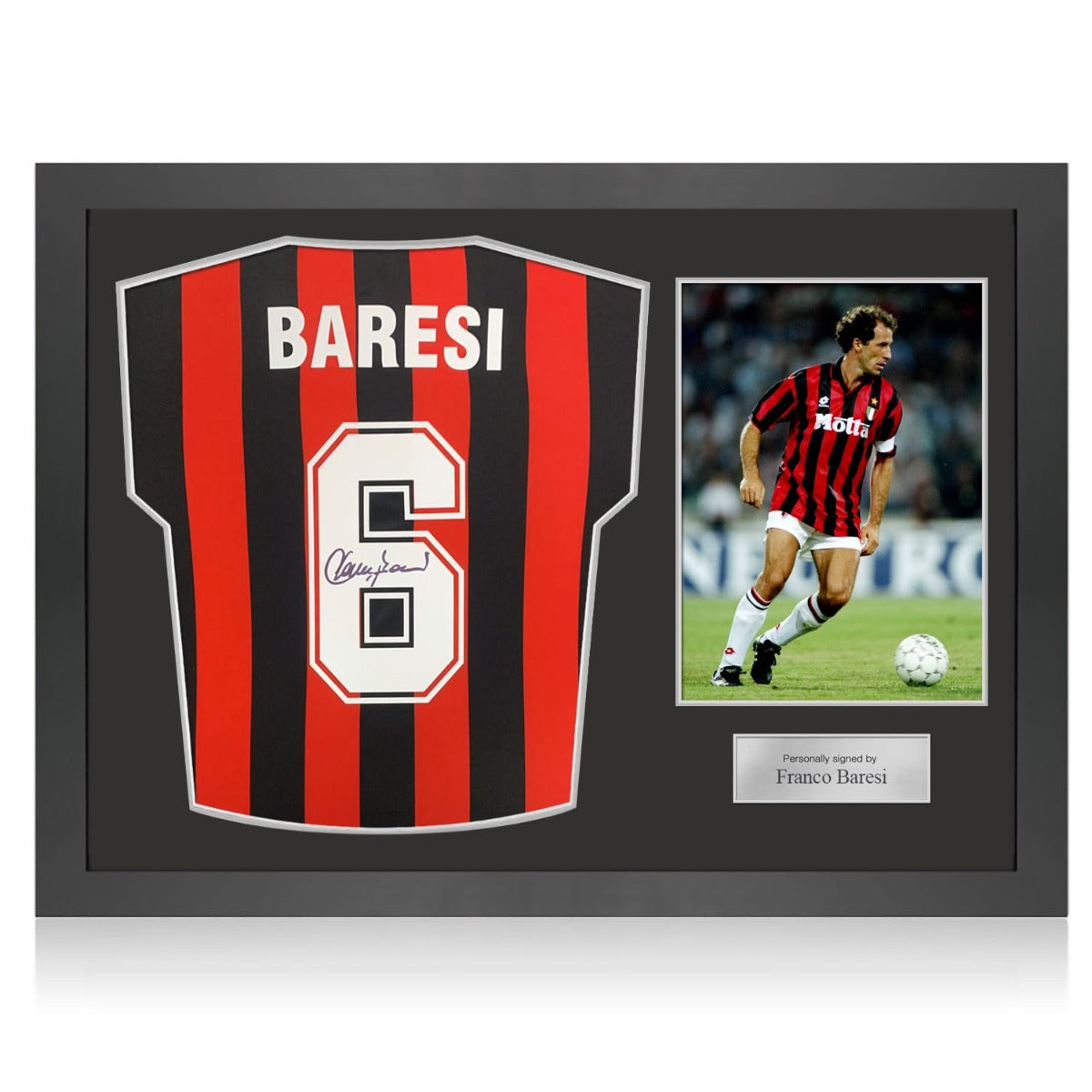 Franco Baresi Gesigneerd AC Milan 1988 Shirt - Icon Frame - Sport Memorabilia Netherlands Hoofdafbeelding