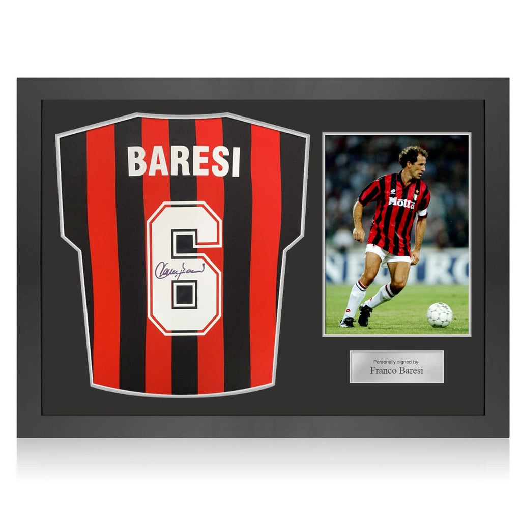 Franco Baresi Gesigneerd AC Milan 1988 Shirt - Icon Frame - Sport Memorabilia Netherlands