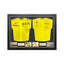 Framed Tour de France yellow cycling jerseys signed by Geraint Thomas and Bradley Wiggins with four action photos.