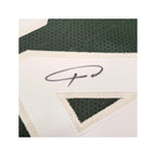Detail van de handtekening van Giannis Antetokounmpo op het Milwaukee Bucks basketbalshirt
