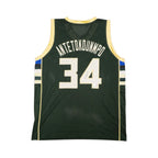 Giannis Antetokounmpo gesigneerd Milwaukee Bucks basketbalshirt met rugnummer 34, achterkant met handtekening
