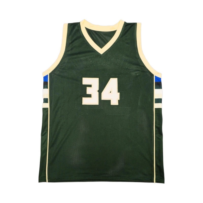 Giannis Antetokounmpo Milwaukee Bucks basketbalshirt met rugnummer 34, voorkant