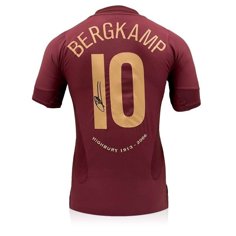 Dennis Bergkamp Gesigneerd Arsenal 2005-06 Highbury Commemorative Shirt - Superior Frame - Sport Memorabilia Netherlands