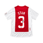 Gesigneerd Ajax voetbalshirt van Jaap Stam, achterkant met naam Stam, rugnummer 3 en handtekening