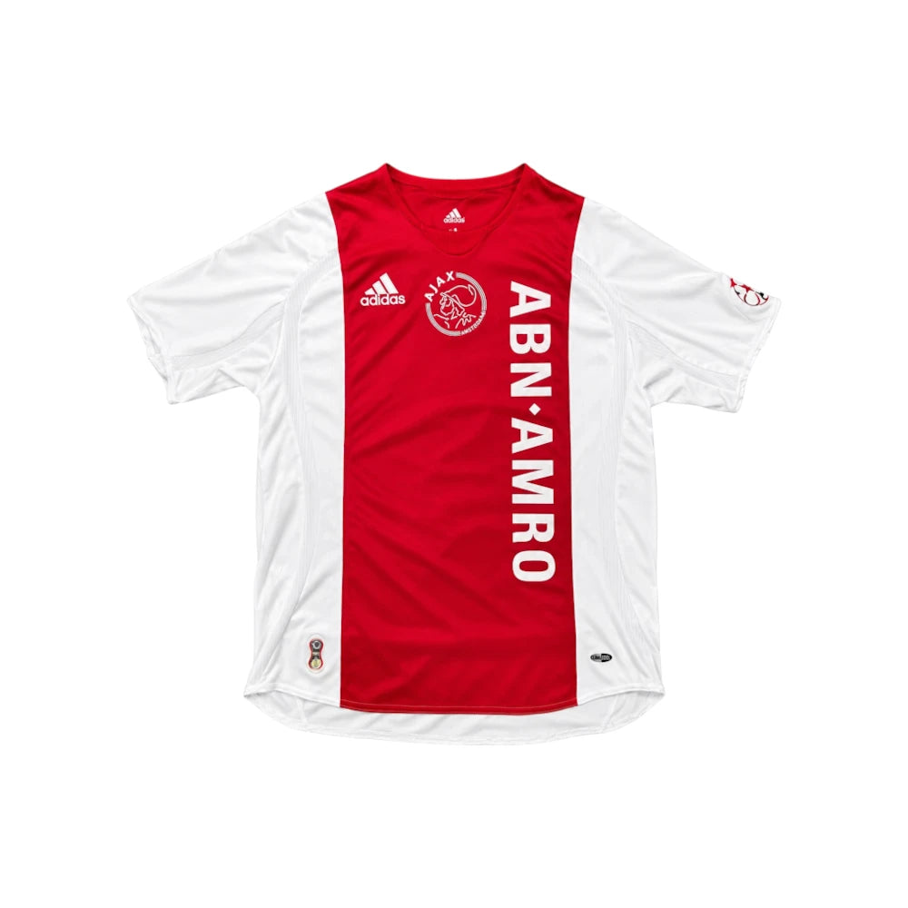 Ajax voetbalshirt van Jaap Stam, voorkant met Ajax-logo, Adidas-logo en ABN AMRO sponsor