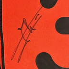 Detail van de handtekening van Jaap Stam op een gesigneerd Nederlands elftal voetbalshirt.
