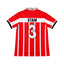 Door Jaap Stam gesigneerd PSV 1995-1996 home voetbalshirt met naam Stam en rugnummer 3, achterkant