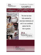 James Spence Authentication JSA certificaat van echtheid voor gesigneerde memorabilia
