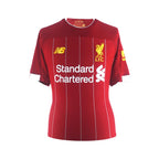 Front view of the official Liverpool 2019-20 home football shirt.