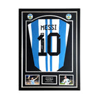 Lionel Messi gesigneerd Argentinië voetbalshirt met rugnummer 10 professioneel ingelijst in Deluxe Frame.