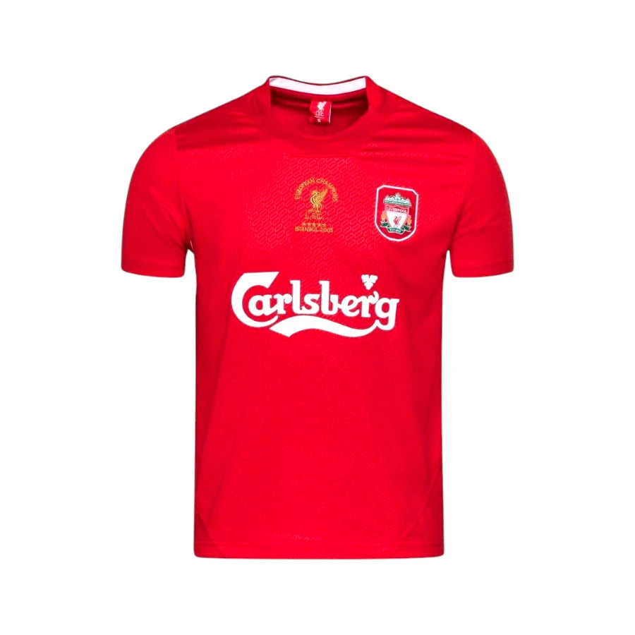 Liverpool Istanbul 2005 home football shirt shown from the front