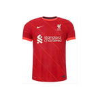 Voorkant van een rood Liverpool Nike voetbalshirt met Standard Chartered-sponsor en clublogo.