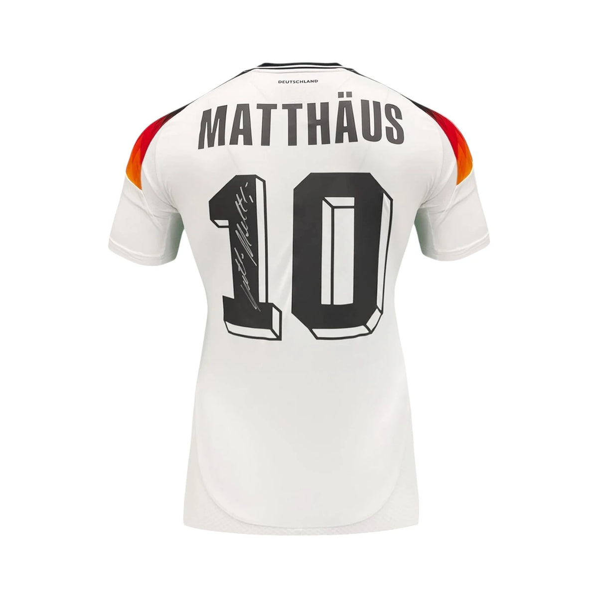 Back of a white Germany number 10 football shirt signed by Lothar Matthaus. Hoofdafbeelding