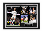Deluxe ingelijste Real Madrid-fotocollage gesigneerd door Luka Modrić met Champions League-trofee, Ballon d’Or en naamplaatje.