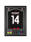 Framed Luka Modrić signed AC Milan 2025-26 home football shirt display with authentication hologram and player photos.