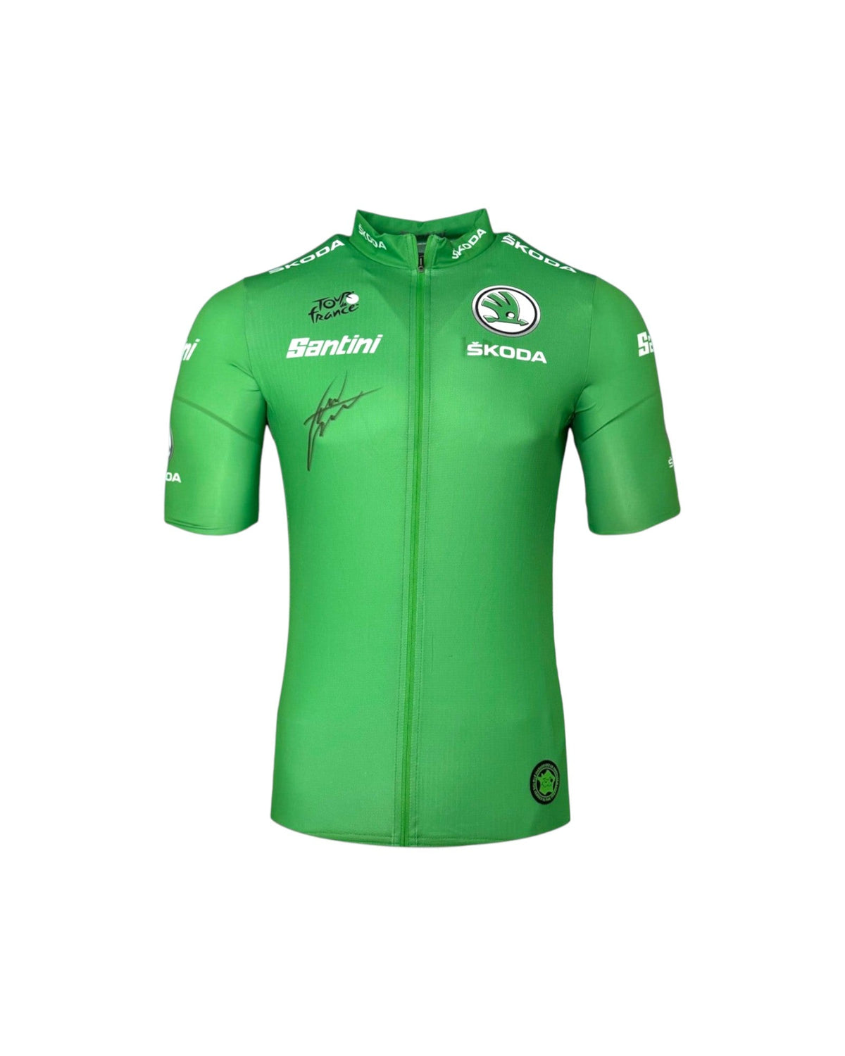 Groen Tour de France wielershirt gesigneerd door Mark Cavendish. Hoofdafbeelding